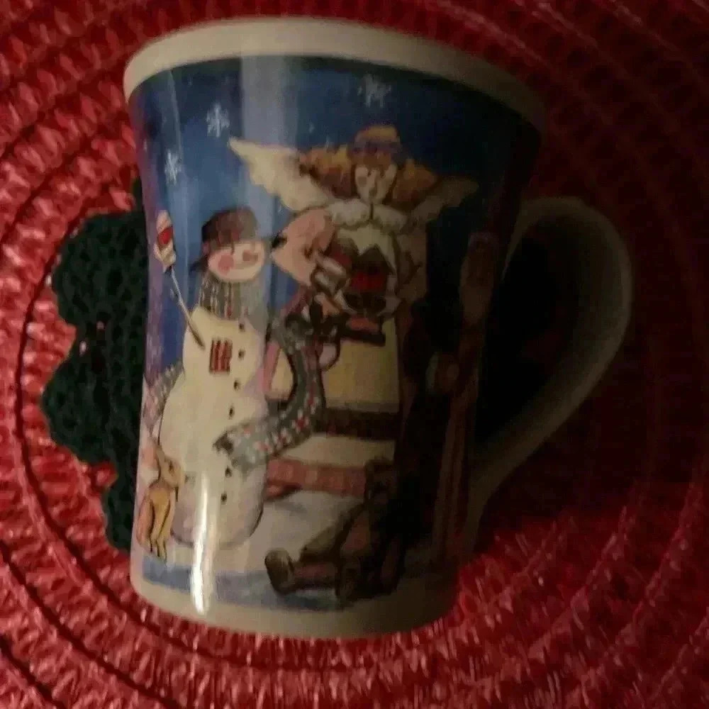 Christmas mug unbranded Snowman ,Angel and Santa Claus. Great for Hot Cocoa .